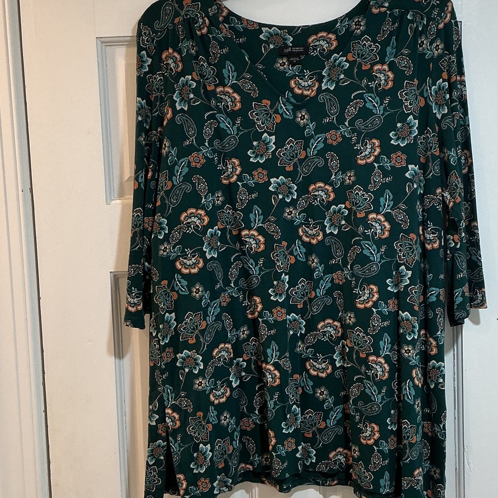 J. Jill Forest Green Wearever Shirred A-Line Tunic